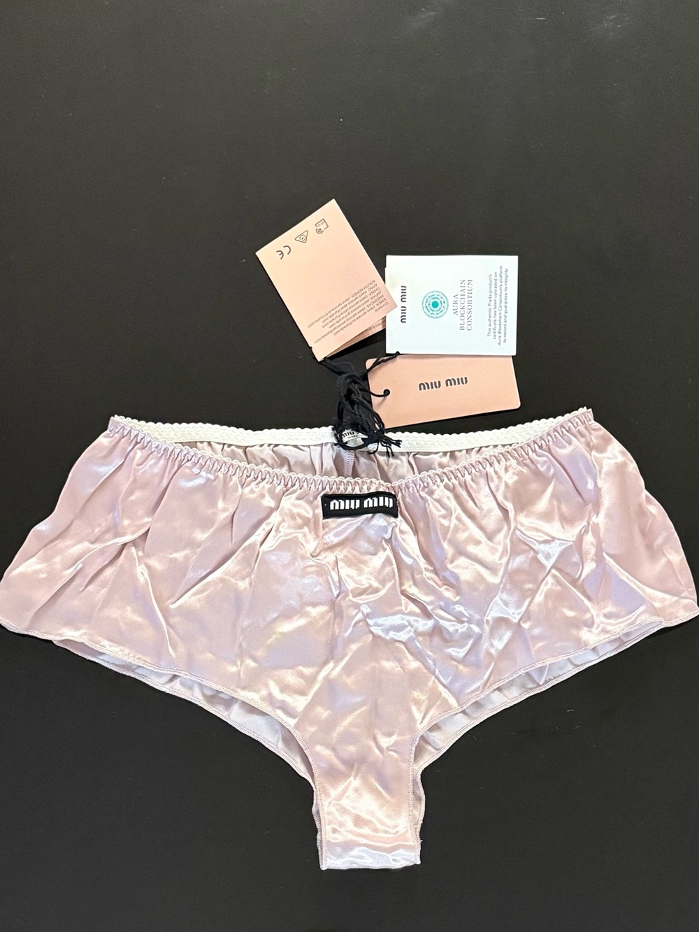 Miu Miu logo patch satin briefs